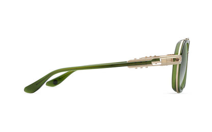 DITA DITAVASTIK Aviator Sunglasses in Dark Green To Clear Gradient White Gold Crystal Black Moss, side view