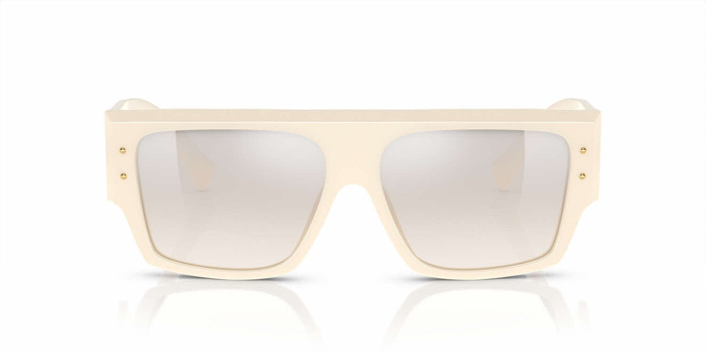 Dolce & Gabbana DG4459S Square Sunglasses in Gradient Light Yellow Silver Mirror / Ivory White, angle view