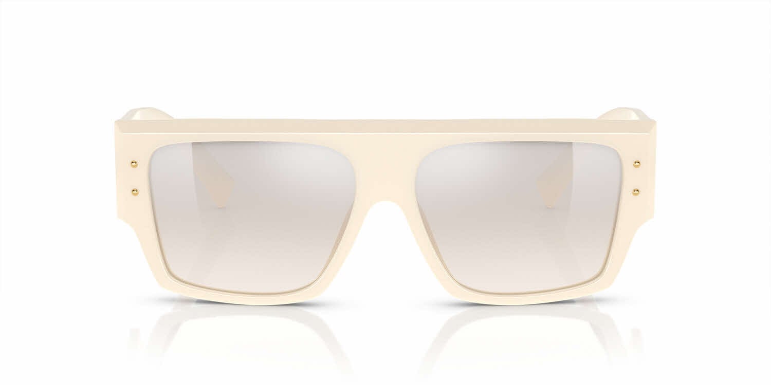 Dolce & Gabbana DG4459S Square Sunglasses in Gradient Light Yellow Silver Mirror / Ivory White, angle view