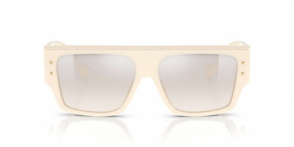Dolce & Gabbana DG4459S Square Sunglasses in Gradient Light Yellow Silver Mirror / Ivory White, angle view