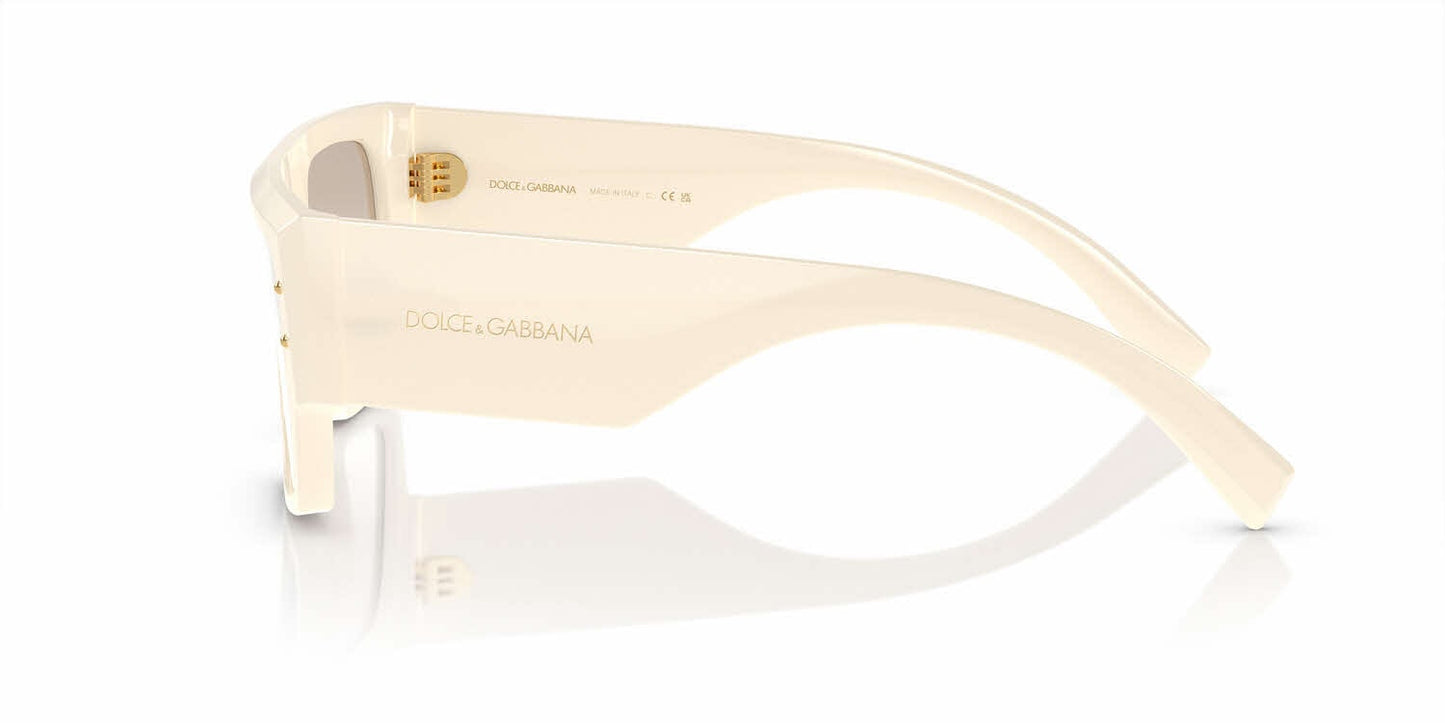 Dolce & Gabbana DG4459S Square Sunglasses in Gradient Light Yellow Silver Mirror / Ivory White, side view