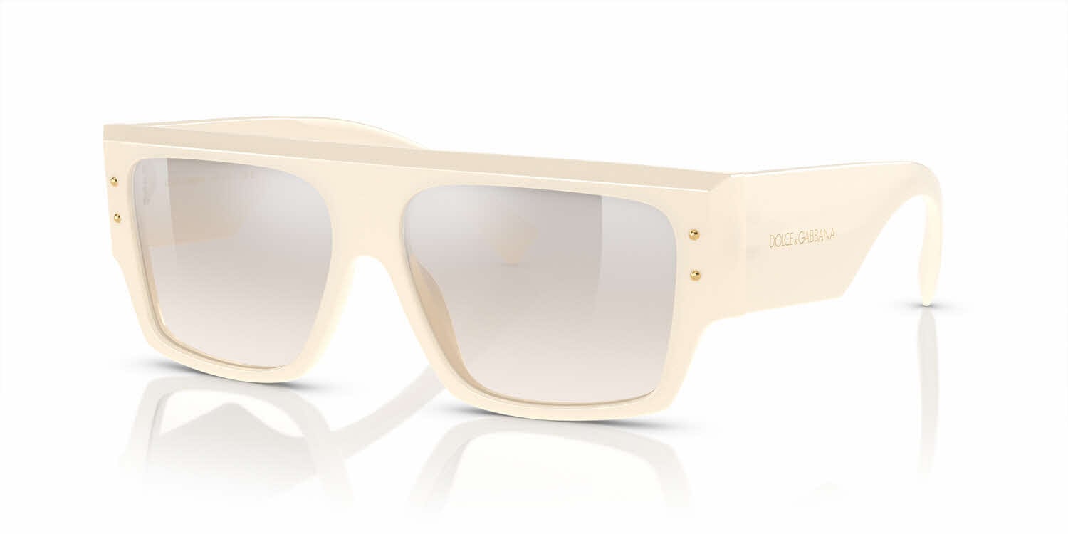 Dolce & Gabbana DG4459S Square Sunglasses in Gradient Light Yellow Silver Mirror / Ivory White, front view