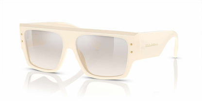 Dolce & Gabbana DG4459S Square Sunglasses in Gradient Light Yellow Silver Mirror / Ivory White, front view