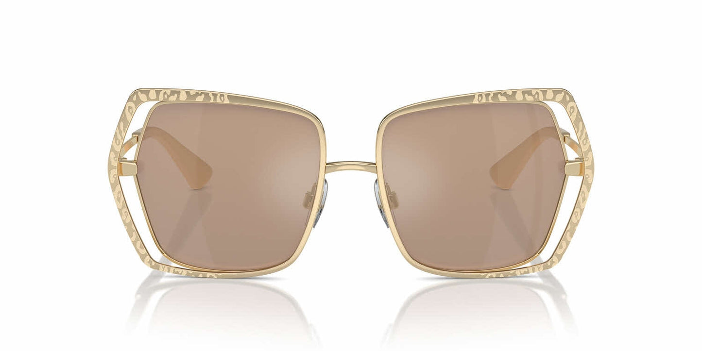 Dolce & Gabbana DG2306S Butterfly Sunglasses in Light Brown Mirror Flash Gold / Pale Gold, angle view