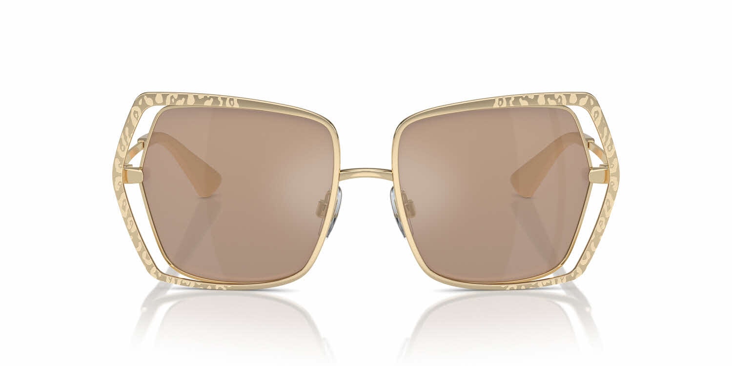 Dolce & Gabbana DG2306S Butterfly Sunglasses in Light Brown Mirror Flash Gold / Pale Gold, angle view