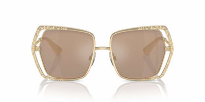 Dolce & Gabbana DG2306S Butterfly Sunglasses in Light Brown Mirror Flash Gold / Pale Gold, angle view