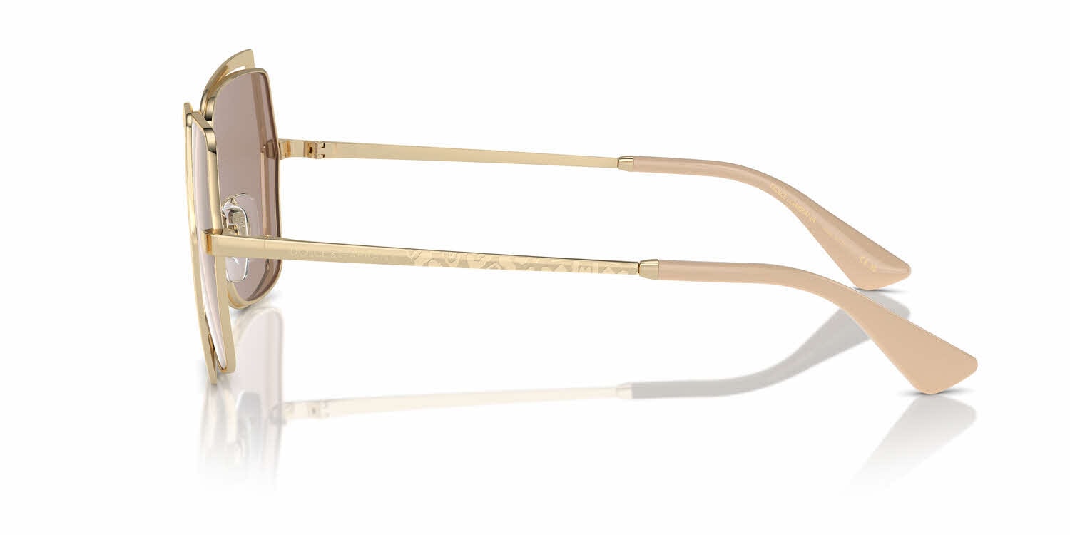 Dolce & Gabbana DG2306S Butterfly Sunglasses in Light Brown Mirror Flash Gold / Pale Gold, side view