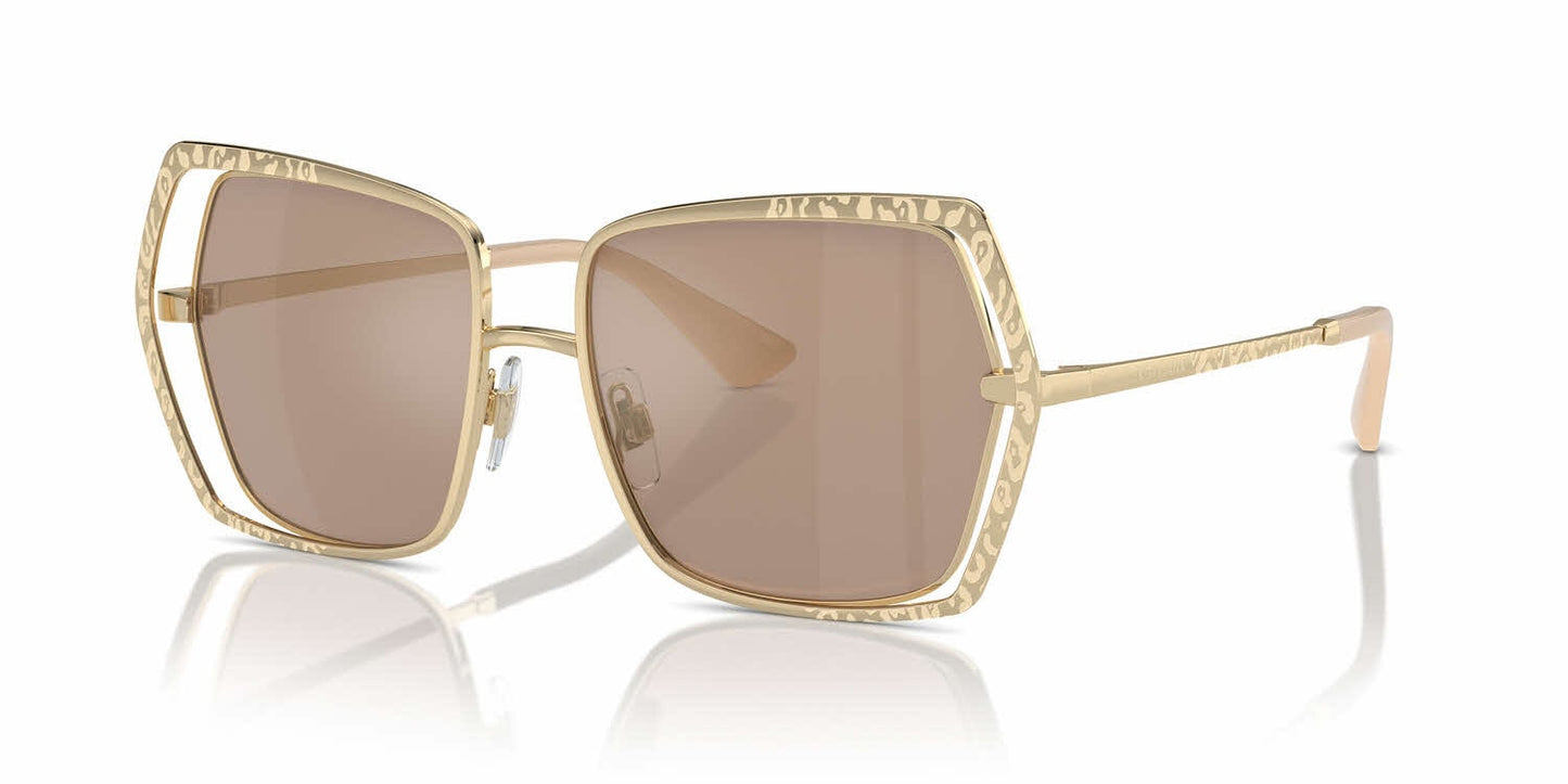 Dolce & Gabbana DG2306S Butterfly Sunglasses in Light Brown Mirror Flash Gold / Pale Gold, front view