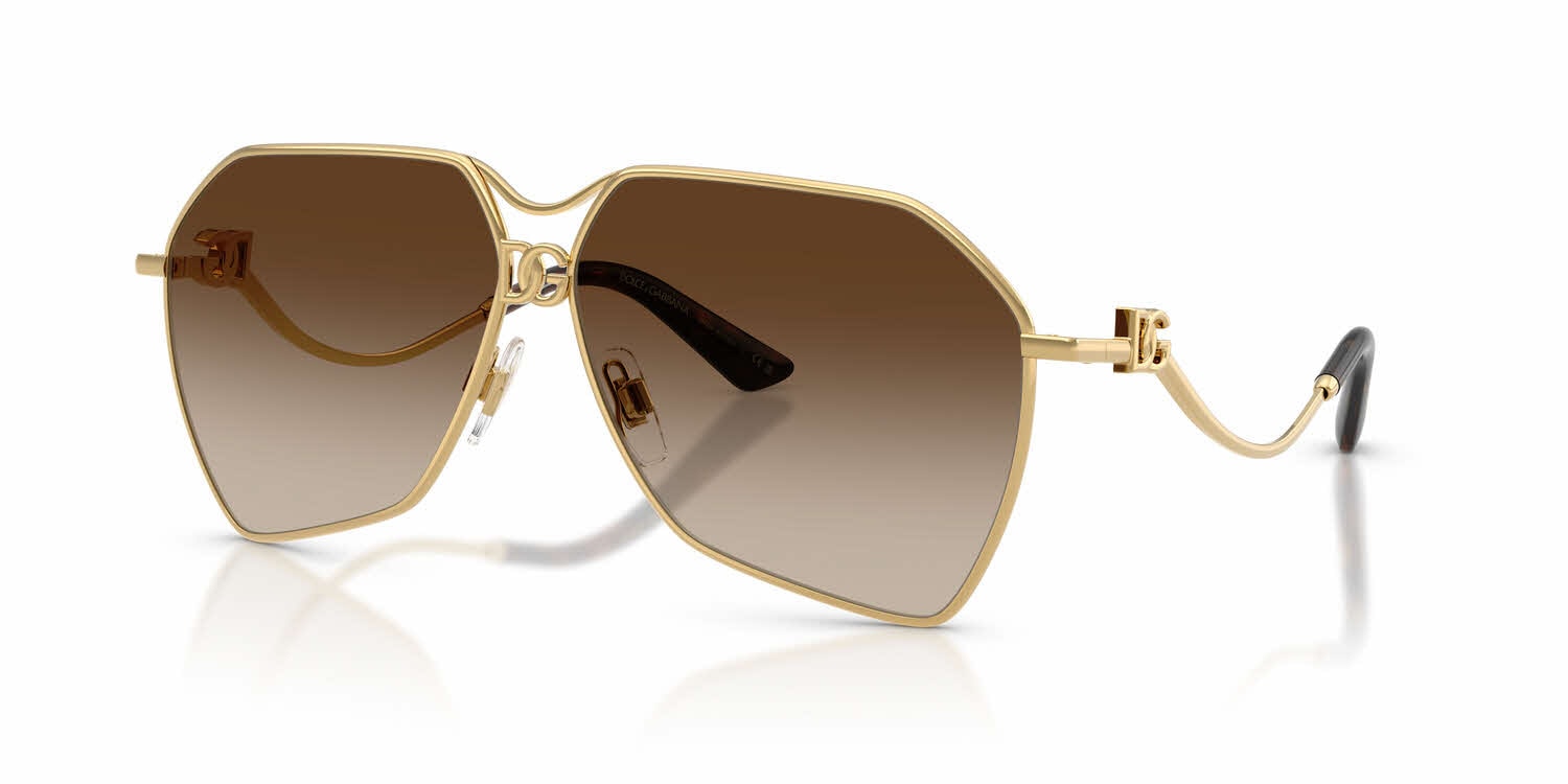 Dolce & Gabbana DG2326 Pilot Sunglasses in Gradient Brown/Gold, front view