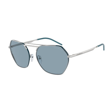 LIGHT BLUE LENSES WITH SHINY SILVER FRAME