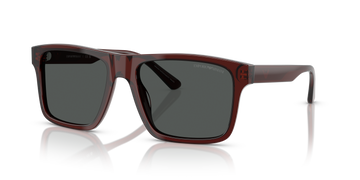 SOLID GRAY LENSES WITH BROWN TRANSPARENT FRAME