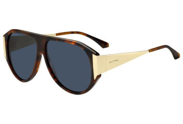 SOLID BLUE LENSES WITH HAVANA GOLD FRAME