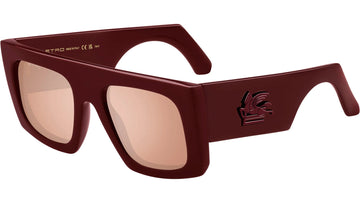 PINK FLASH SLIVER MIRROR LENSES WITH BURGUNDY FRAME