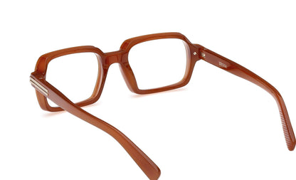 Zegna EZ5301 Rectangle Eyeglasses in Shiny Light Brown, angle view
