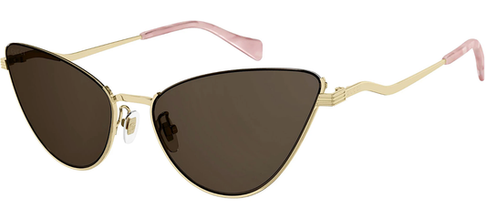 Gucci GG1006S Cat Eye Sunglasses in Brown Gold, front view