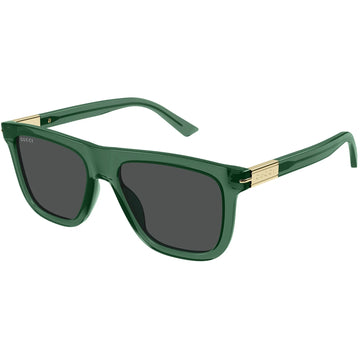 SOLID SMOKE LENSES WITH SHINY TRANSPARENT BOTTLE GREEN FRAME