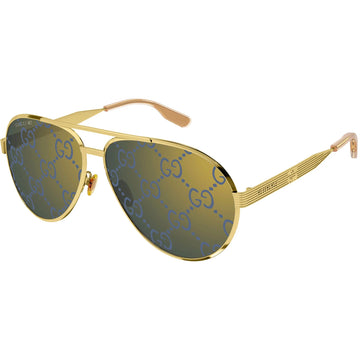 GOLD WITH BLUE LOGO MIRROR LENSES WITH YELLOW GOLD FRAME