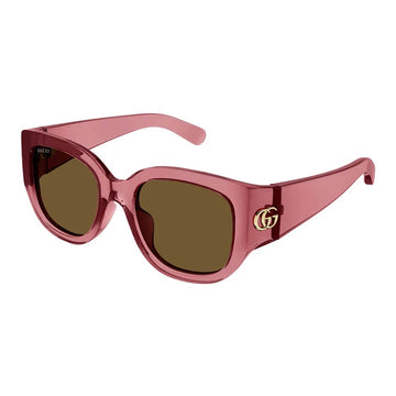 BROWN LENSES WITH TRANSPARENT RED FRAME