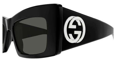 Gucci GG1842S Butterfly Sunglasses in Grey/Black, detail view