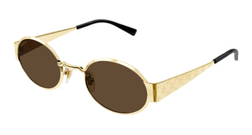 SOLID BROWN LENSES WITH GOLD MONOGRAM FRAME