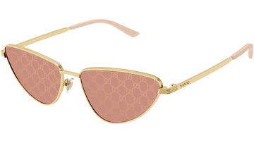 SOLID RED GUCCI MONOGRAM LENSES WITH MATTE GOLD FRAME
