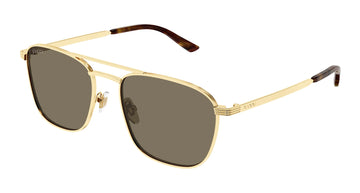 SOLID BROWN LENSES WITH GOLD FRAME