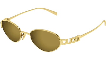 SOLID BROWN WITH FLASH BRONZE LENSES WITH SHINY YELLOW GOLD FRAME
