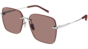 SOLID BURGUNDY LENSES WITH SLIVER FRAME