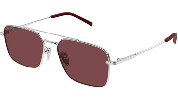 SOLID BURGUNDY LENSES WITH SLIVER FRAME