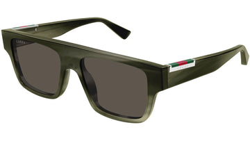 SOLID BROWN LENSES WITH GREEN HAVANA FRAME