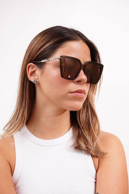 Gucci GG1967S Square Sunglasses in Brown / Havana, side view