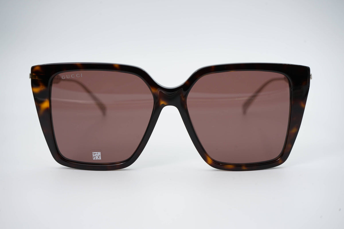 Gucci GG1967S Square Sunglasses in Brown / Havana, angle view