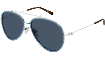 SOLID GRAY BLUE LENSES WITH TRANSPARENT BLUE SLIVER FRAME