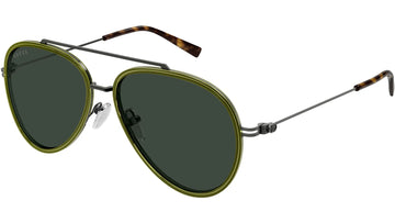SOLID GREEN LENSES WITH TRANSPARENT GREEN GUNMETAL FRAME