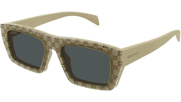 SOLID LIGHT SMOKE LENSES WITH SHINY TRILAYER TRANSPARENT BEIGE + GG MONOGRAM FRAME