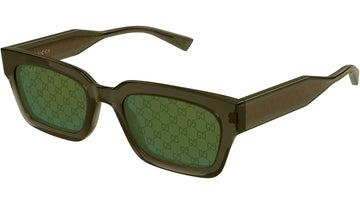 SOLID GREEN WITH MONOGRAM LENSES WITH TRANSPARENT GREEN FRAME