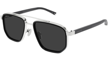 SOLID GRAY LENSES WITH SHINY SILVER FRAME