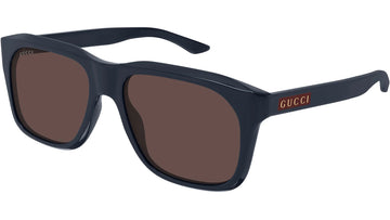 SOLID BROWN LENSES WITH SHINY DARK BLUE FRAME
