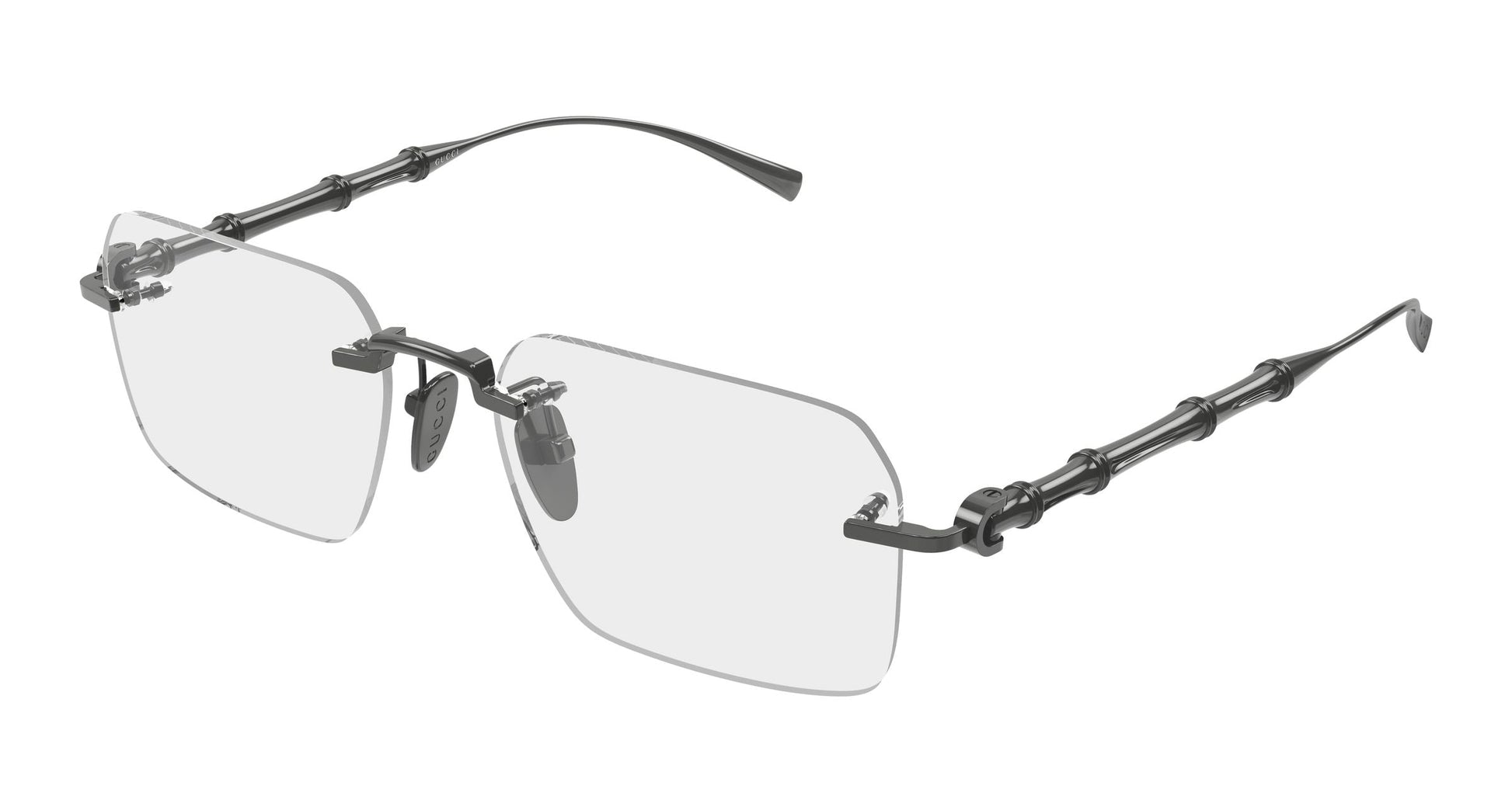 Gucci GG2154O in Clear Lenses With Gunmetal Frame, angle view