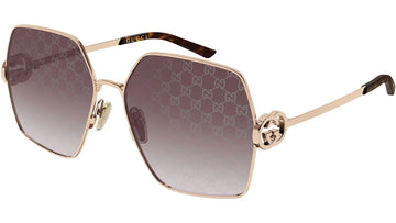 BURGUNDY GRADIENT TO SILVER MONOGRAM LENSES WITH SHINY ROSE GOLD FRAME