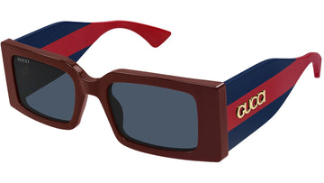 SOLID BLUE GRAY LENSES WITH SHINY SOLID BURGUNDY FRAME