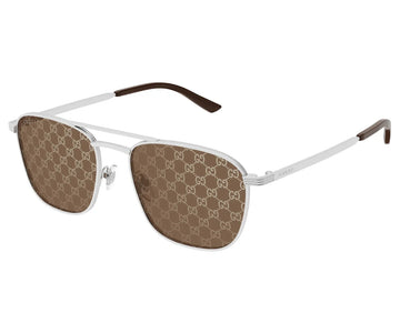 SOLID BROWN WITH MONOGRAM LENSES WITH MATTE SLIVER FRAME