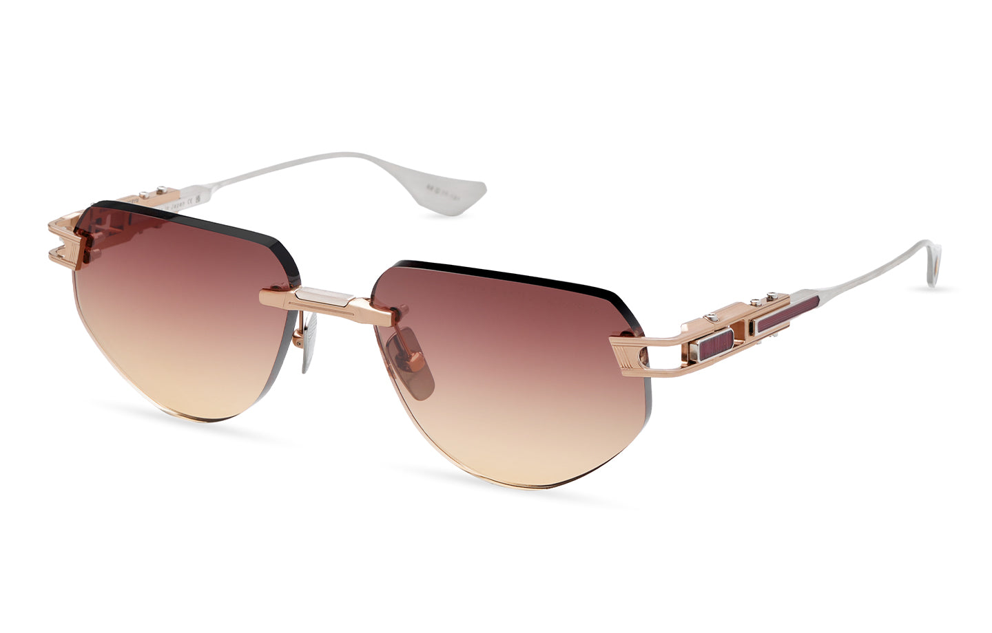 DITA GRAND IMPERYN Geometric Sunglasses in Saturn Sunset Gradient Rose Gold Silver, angle view