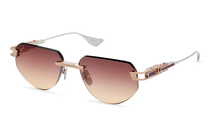 DITA GRAND IMPERYN Geometric Sunglasses in Saturn Sunset Gradient Rose Gold Silver, angle view