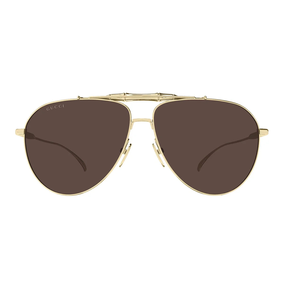 Gucci GG2064S Pilot Sunglasses in Brown/Gold, angle view
