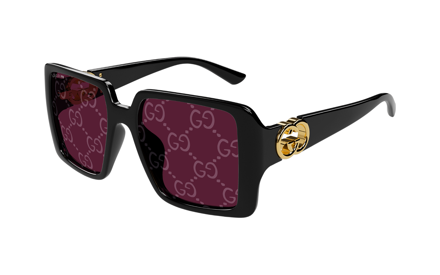 Gucci GG1692S Square Sunglasses in Pink / Black, side view