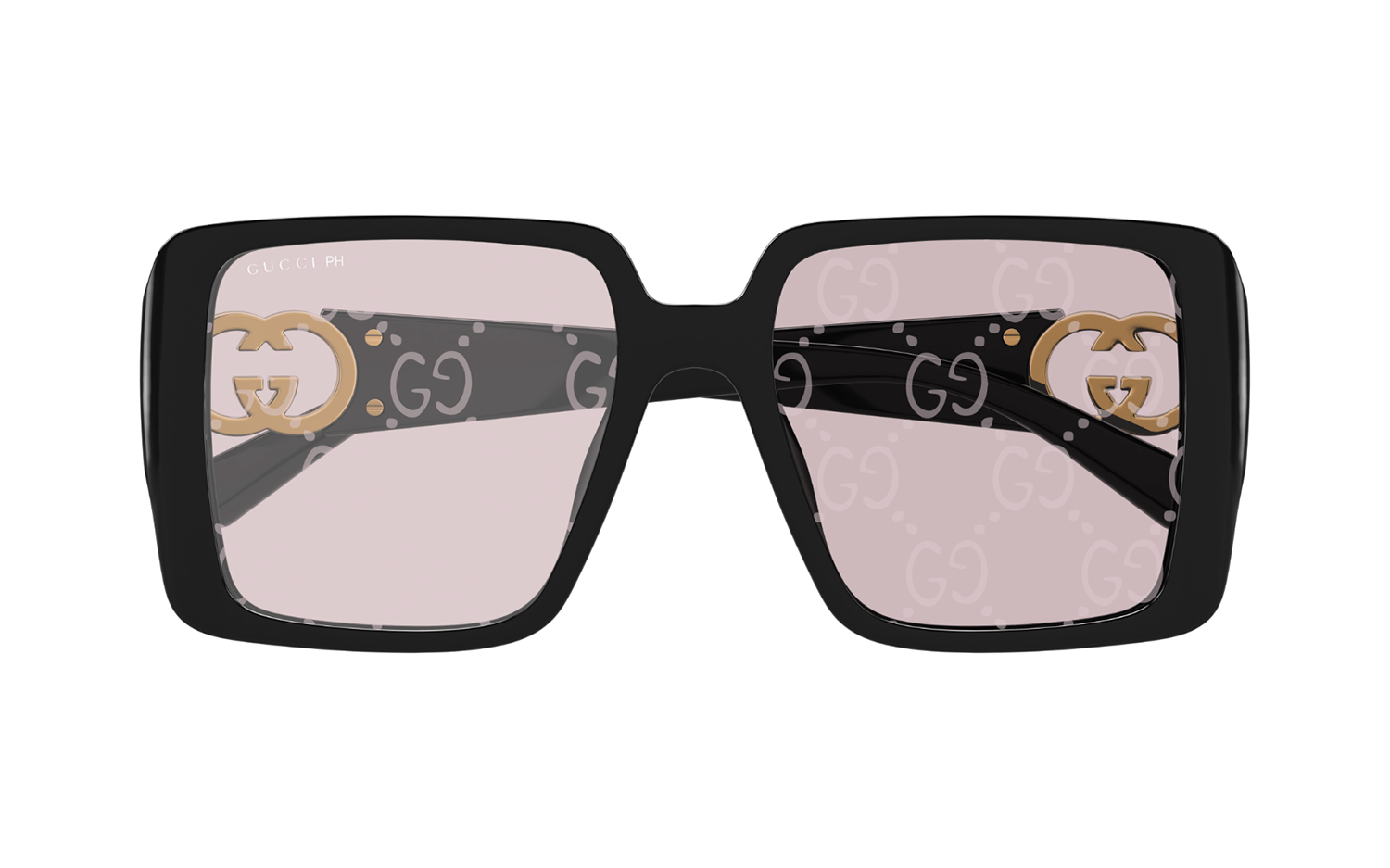 Gucci GG1692S Square Sunglasses in Pink / Black, angle view