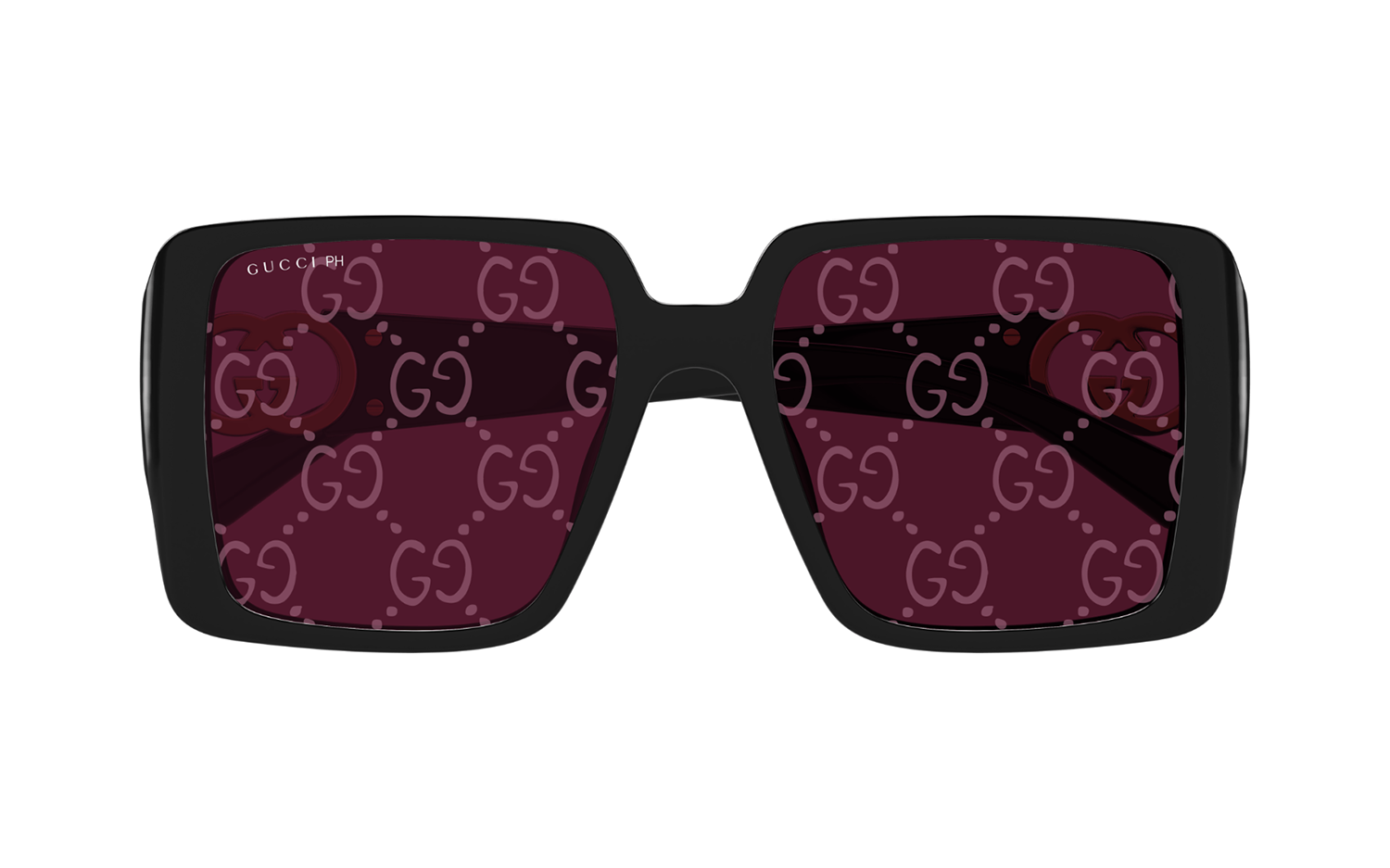 Gucci GG1692S Square Sunglasses in Pink / Black, back view