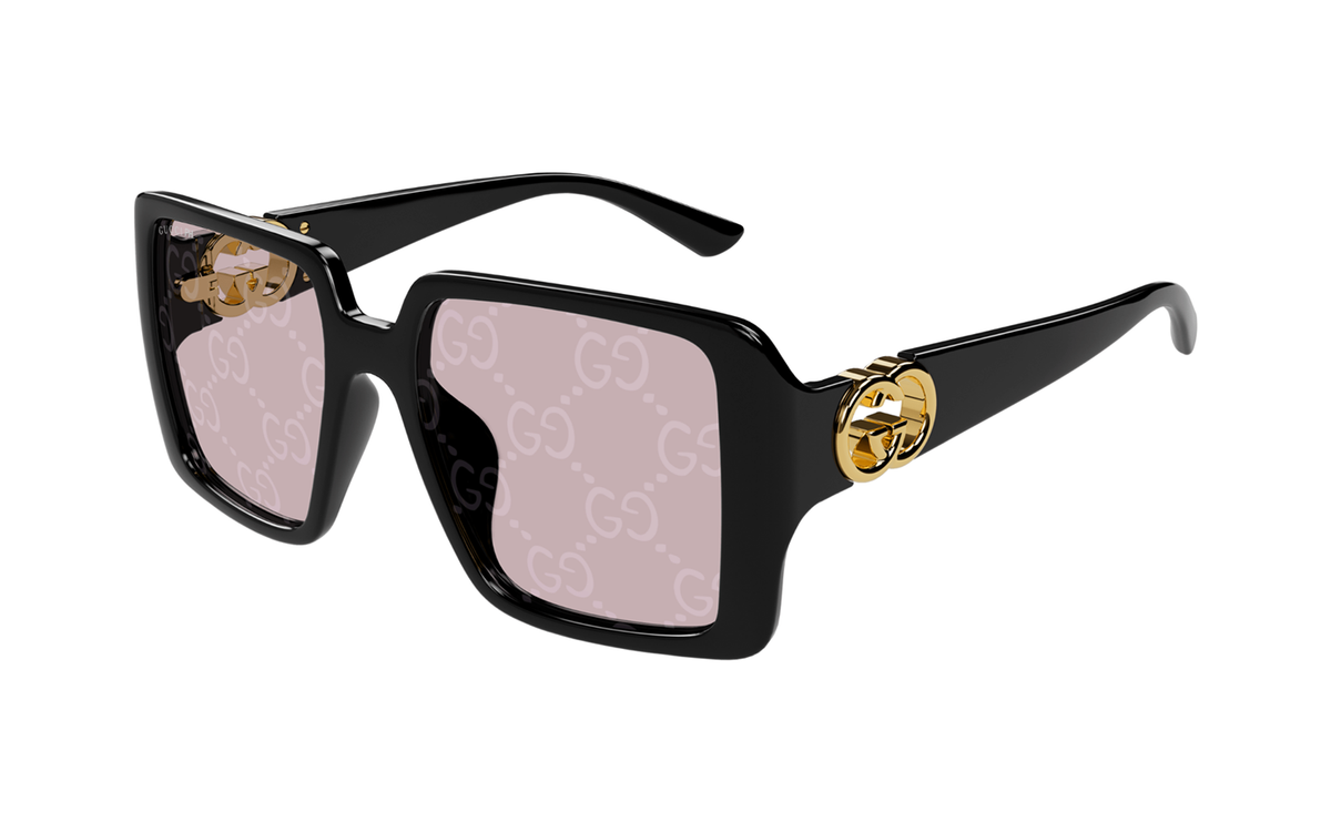 Gucci GG1692S Square Sunglasses in Pink / Black, front view
