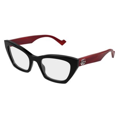 Gucci GG1334O Cat Eye Eyeglasses in Clear Black Red, front view